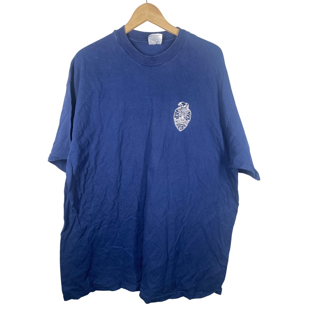 Vintage LA County Fire Dept T-Shirt Mens XL Navy Blue Short Sleeve Graphic